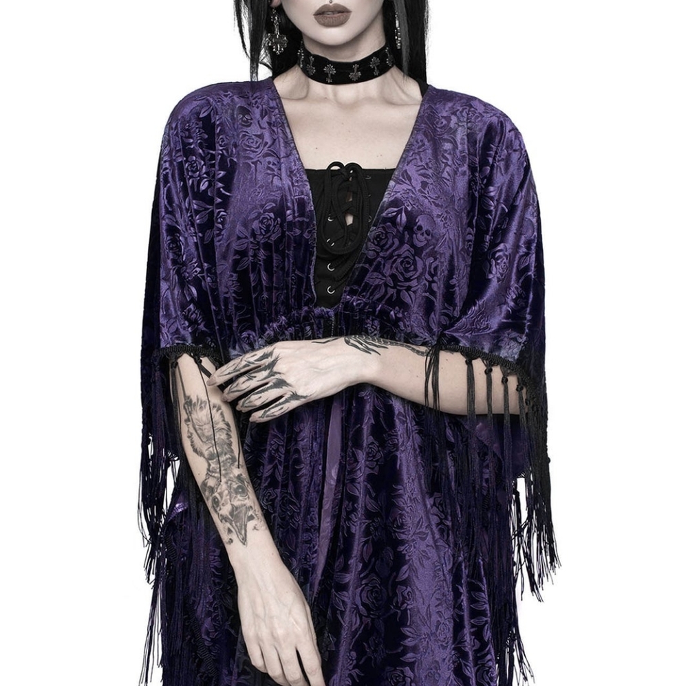 Killstar robe velvet plum kimono